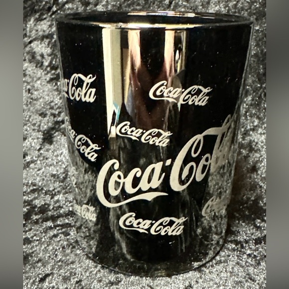 Coca Cola Other - Vintage Coca-Cola Silver Flash Mercury Drinking Glass Frosted Logos Clear Bottom
